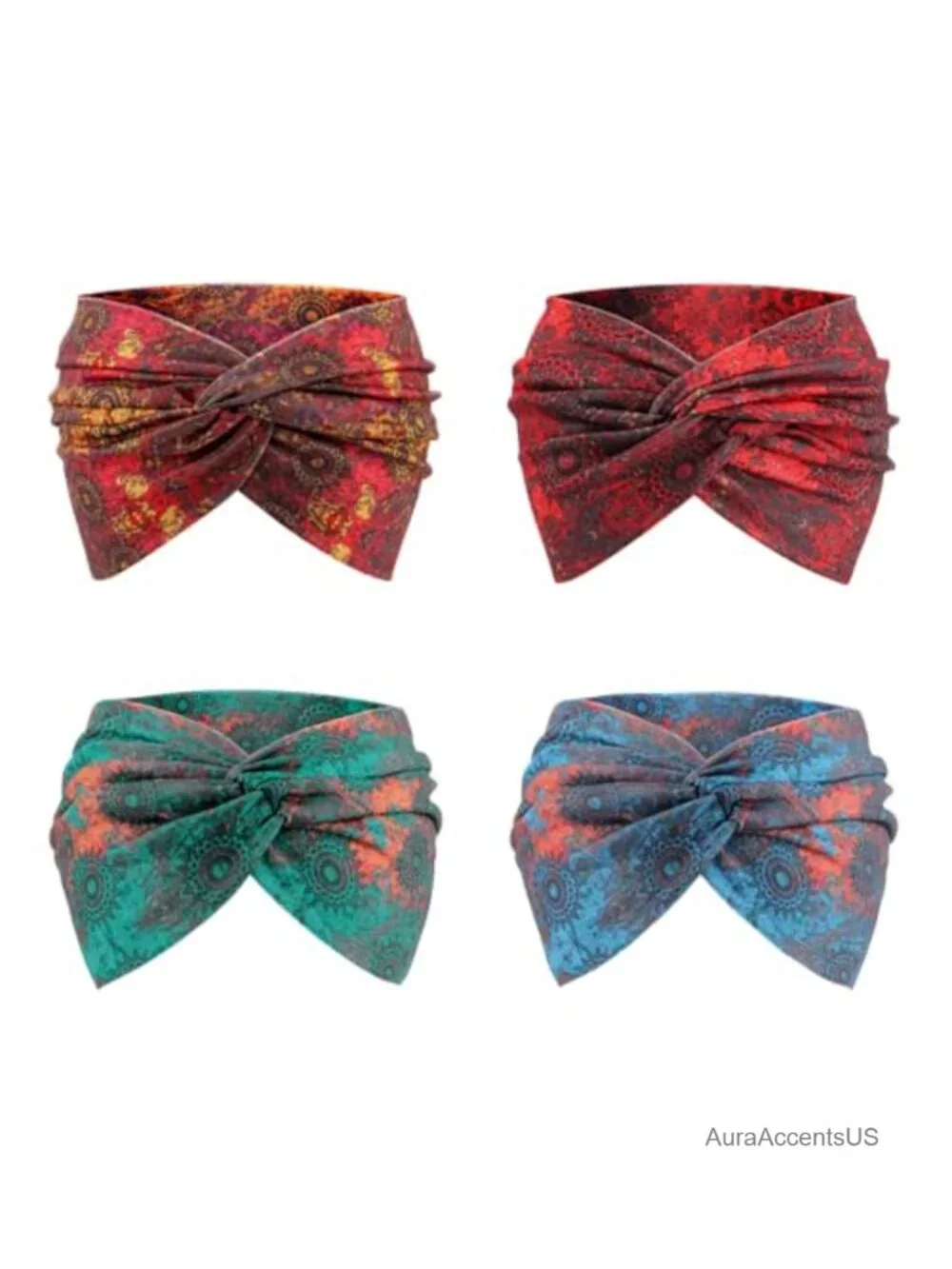 4 Pack Turban Headbands for Women Wide Vintage Knotted Hair Wraps Stretchy